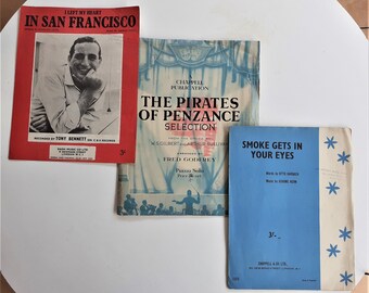 Vintage sheet music, light opera, Tony Bennett, Gilbert & Sullivan, Chappell Music, pianoforte