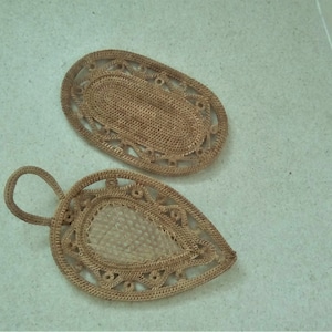 Vintage rattan trays, cane fruit basket, wicker bread tray, wall plaque