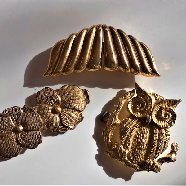 Vintage riemgesp, designer vergulde gesp, gouden gesp van Mimi di Niscemi, bloemengesp, uilengesp