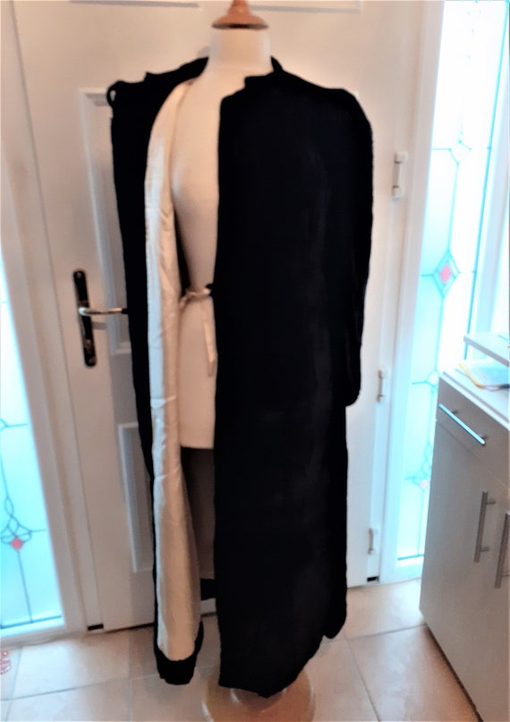 Vintage black velvet coat; 1940s opera coat, Silk 