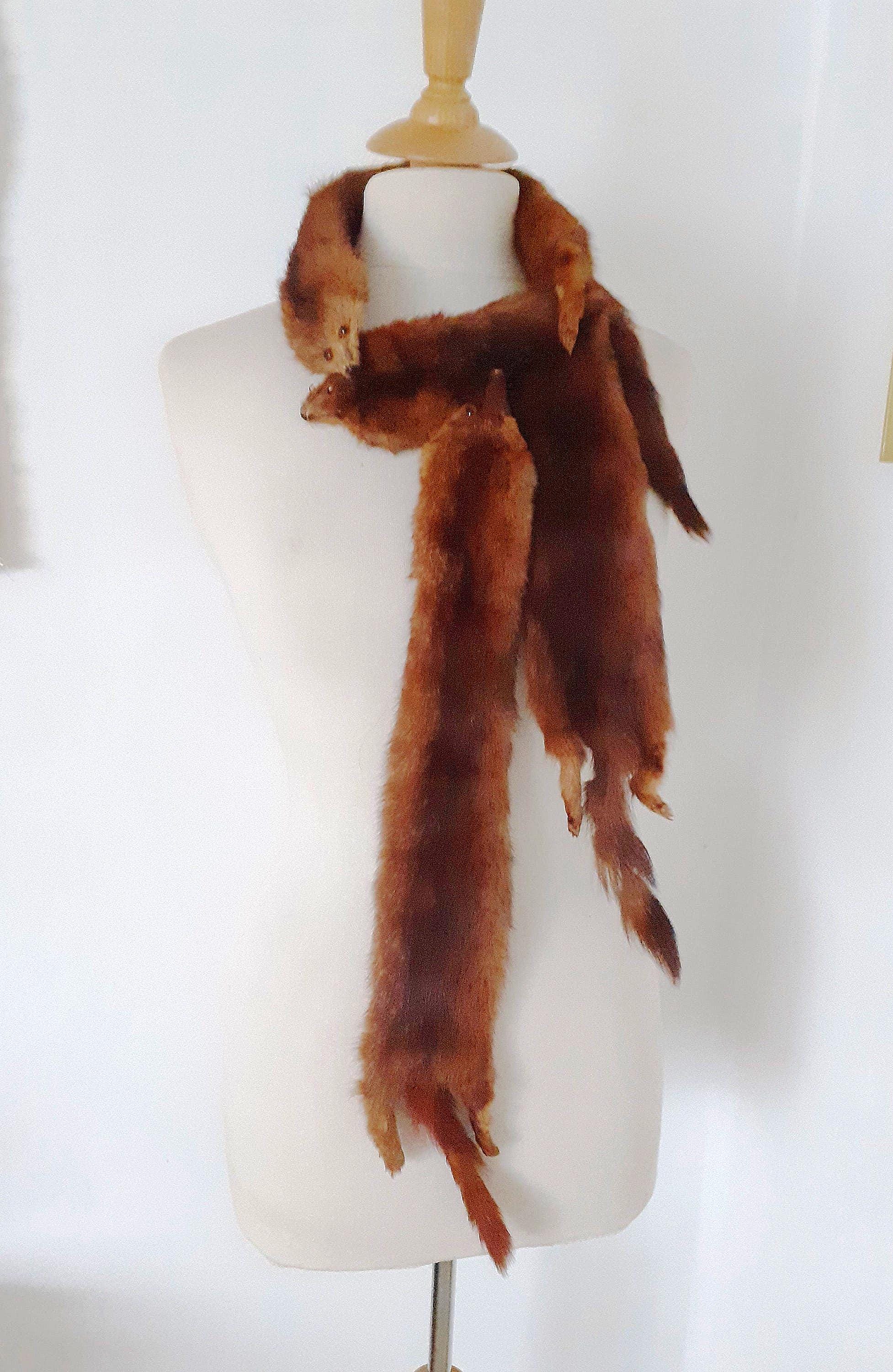 小物 00s beauty:beast Shaggy Bambi Scarf 3 Styles of Vintage Mink Boas, Genuine Fur Scarves, Mob Wife Look
