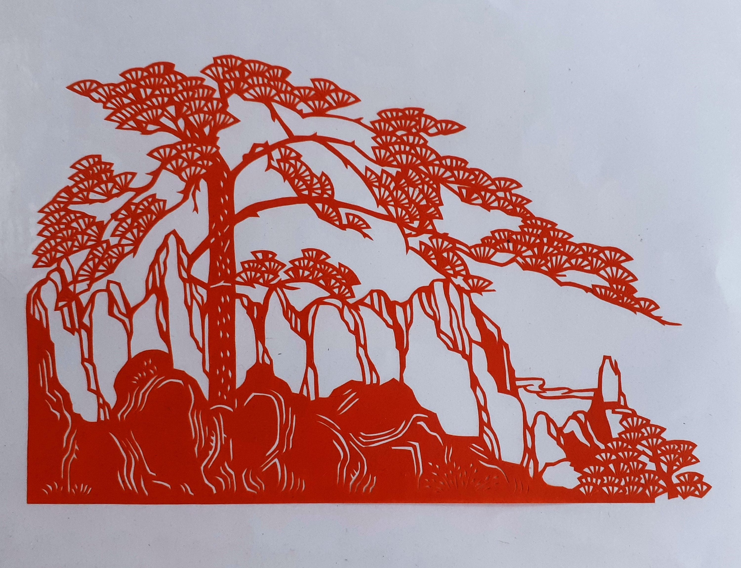中国ヴィンテージペーパーカットアートセット Set of 8 Vintage Chinese Paper Cuts, Scenes of China, Coloured