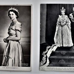 Carte postale du couronnement de la reine Elizabeth II, photo vintage de la reine d'Angleterre, vraie photo de la reine