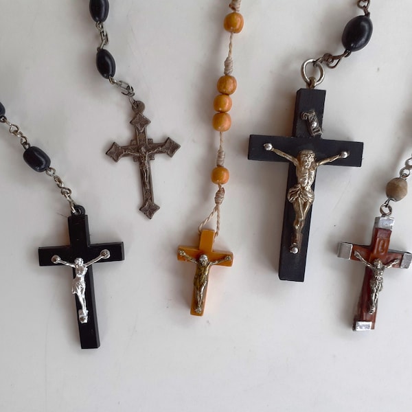 Vintage rosaries, Christian worship, French rosary beads