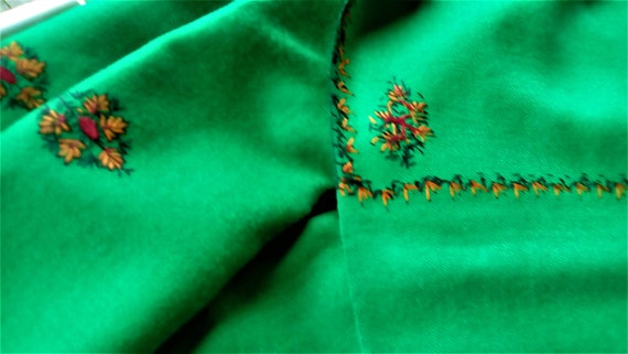 Vintage woollen shawl, Kashmiri embroidered stole… - image 1