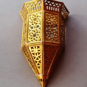 Vintage Moroccan brass sconce lights, middle eastern craft, Christmas, Golden Jubilee, Diwali image 4