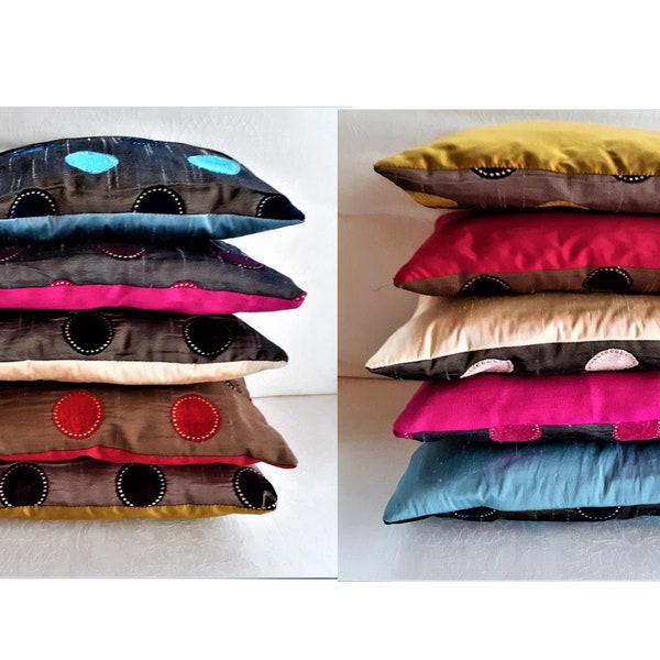 5 petits coussins en soie, oreillers boudoir en soie, coussins décoratifs, oreiller OOAK, coussins lombaires