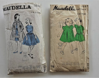 Vintage paper patterns, children's clothes, Maudella patterns, 1940s patterns,