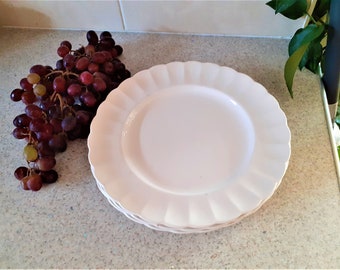 Vintage  white china dinner plates, Edinburgh Pottery, replacement china, rare Scottish creamware