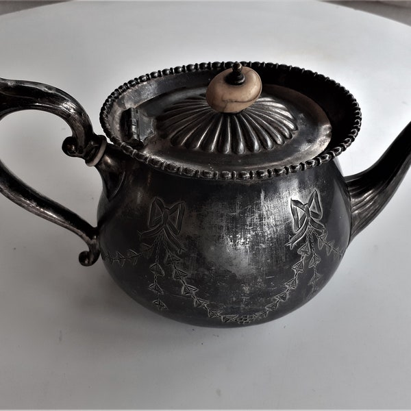 Antique pewter teapot, EPNS, Albert Beardshaw, Sheffield metal, Britannia Metal, afternoon tea