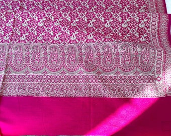 Pink and silver shawl, large Indian throw, evening stole