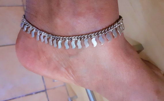 Vintage silver anklets, payal, foot furniture, Gh… - image 1