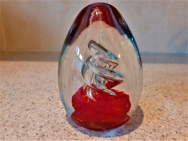 Vintage glass paperweight, Glass Easter egg, Murano glass cone 3