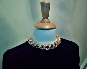 3 chunky Chain necklaces, gender-neutral neck chain, vintage choker, Zoom neckwear, Spiga chain, silver wheat chain