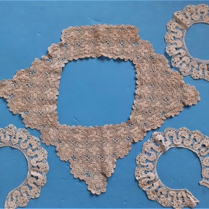 Vintage Crochet collars and cuffs, handmade cotton lace, Irish lace,