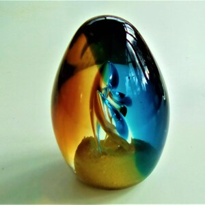 Vintage glass paperweight, Glass Easter egg, Murano glass cone 1