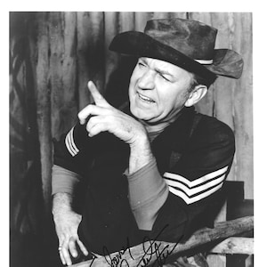 Forrest Tucker **Rare** 1960&#39;s Black & White Inscribed Vintage &quot;F Troop&quot; Celebrity Publicity Photograph 8 x 10