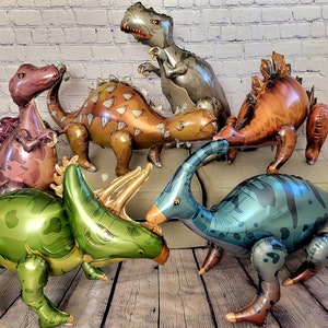 Dinosaur Balloon Set of 6 JUMBO Mylar Walking Foil Balloons