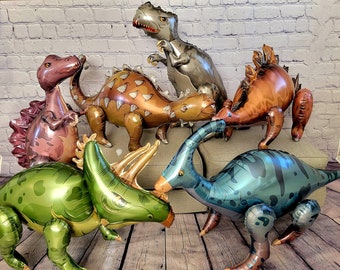 Dinosaur Balloon Set of 6 JUMBO Mylar Walking Foil Balloons