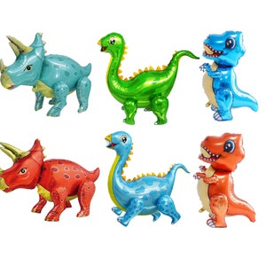 Dinosaur Balloon Set of 6 JUMBO Mylar Walking Foil Balloons