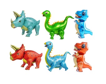 Dinosaurusballon Set van 6 JUMBO Mylar wandelende folieballonnen