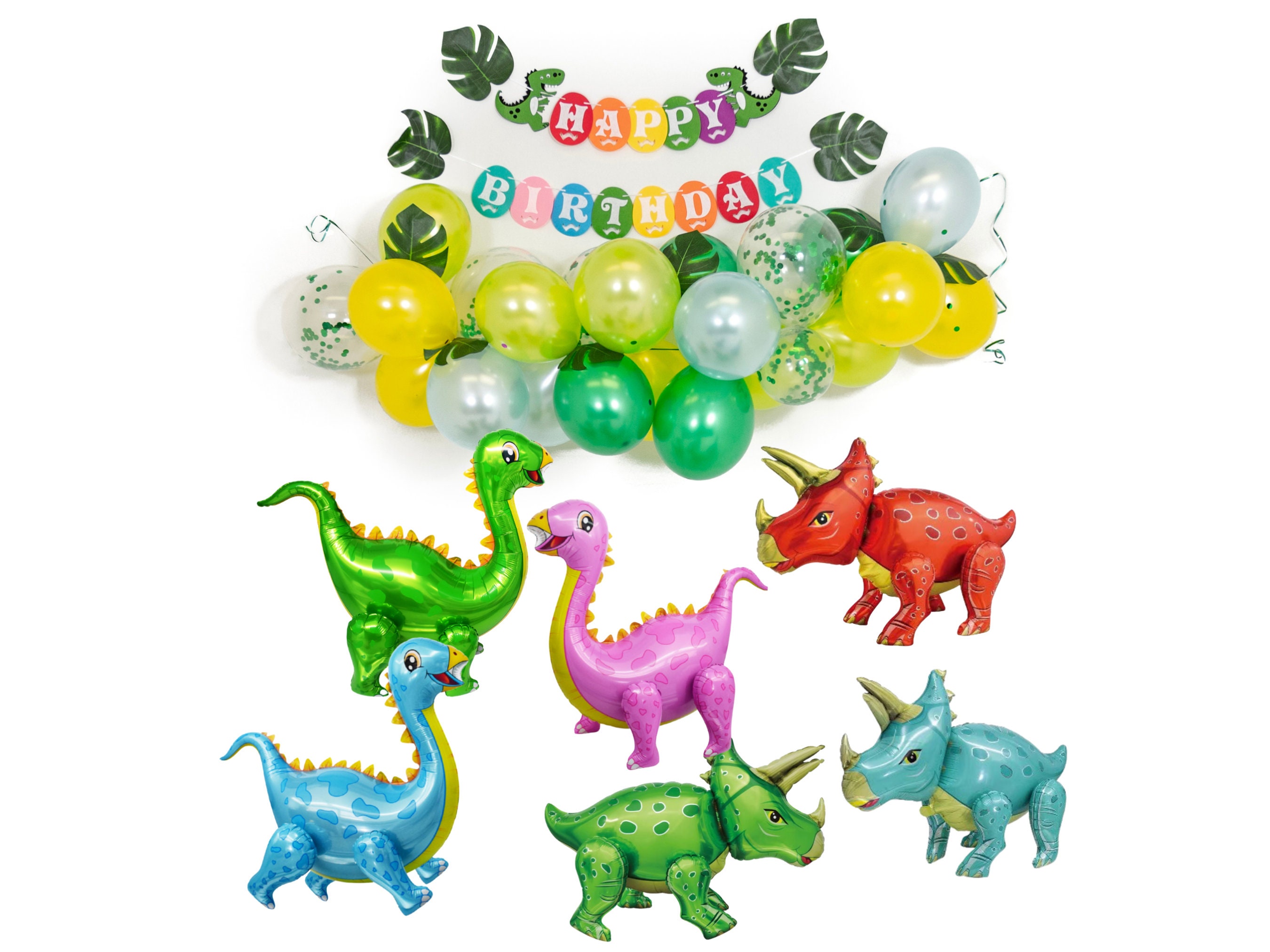 Globos de dinosaurio para bebé, suministros de fiesta de dinosaurios,  fiesta temática de dinosaurios, globos de aluminio Mylar helio de la selva  para