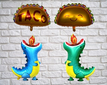 Dragons love tacos balloons for birthday parties fiestas foil balloons | Party decorations for birthday celebrations decor and supplies