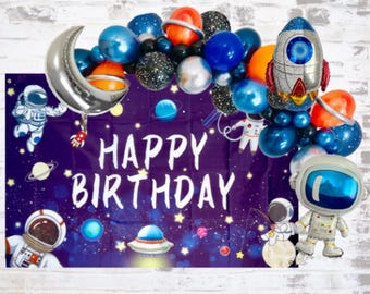 Astronaut Balloon Garland Arch Set: Outer Space Birthday Party Decor