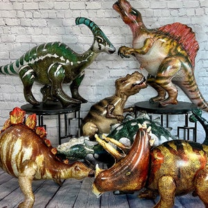 Dinosaur Balloon Set of 6 JUMBO Mylar Gigantic Walking Foil Balloons | Birthday Party Decorations Supplies and Decor | Anaya Treasures AZ