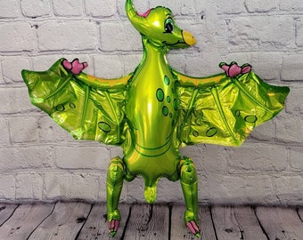 Dinosaur Balloon JUMBO Mylar Walking Foil Balloons - Green Pterodactyl