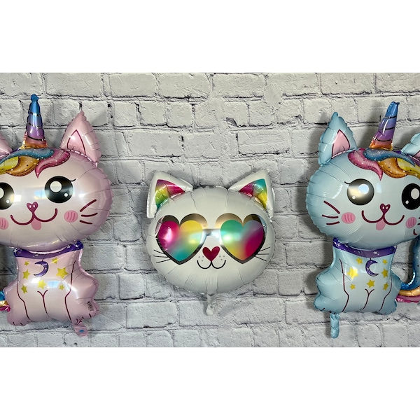 Ensemble de ballons caticorne, ensemble de fête d'anniversaire licorne mythique et chaton