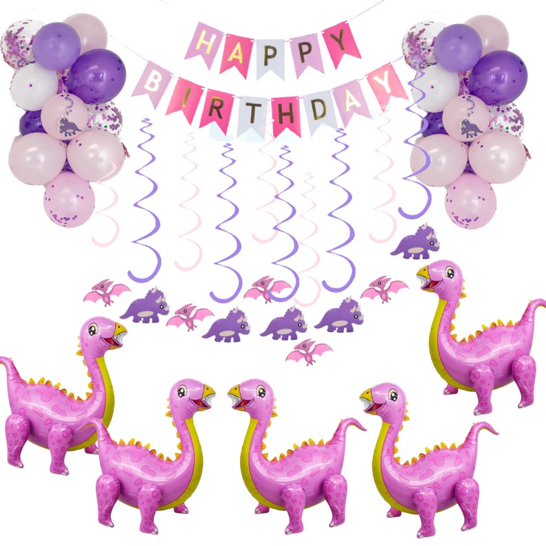 Dinosaur Birthday Party Decorations PINK JUMBO Dinosaur Balloons