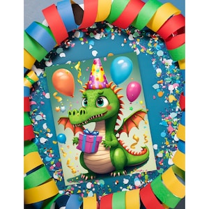 Dragon birthday card digital download for kids birthday party printable birthday cards