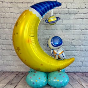 Astronaut on Moon in Outer Space Planets Jumbo Balloon | Party Decor and Supplies | Kids Birthday Party Baby Shower Celebrations Decorations