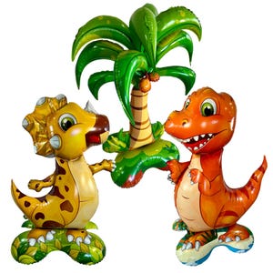 Dinosaur Balloon Set of 3 JUMBO Mylar Foil Balloons | Party Supplies and Decorations | Kids Birthday Party Gifts Baby Shower Celebrations