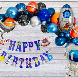Astronaut and Rocket Space Ship Outer Space Balloon Garland Arch Set | Party Decorations & Supplies | Kids Birthday Party Outer Space Decor