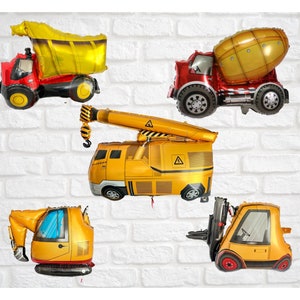 Construction Equipment and Trucks Dump Truck Bulldozer Crane Cement Truck 5 PC Set