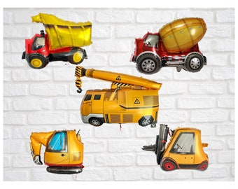 Construction Equipment and Trucks Dump Truck Bulldozer Crane Cement Truck 5 PC Set
