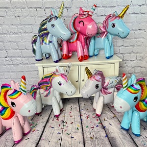 Unicorn Balloon Set of 7 JUMBO Mylar Walking Foil Balloons