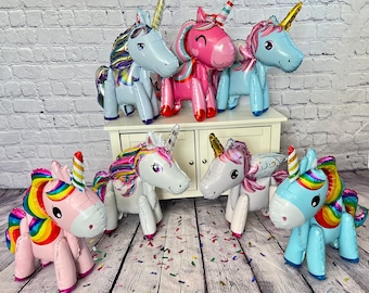 Unicorn Balloon Set of 7 JUMBO Mylar Walking Foil Balloons