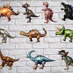 Dinosaur Balloon Set of 10 JUMBO Mylar Walking Foil Balloons