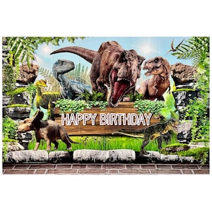 Dinosaur Photo Backdrop Kids Birthday Party Vinyl Dinosaur Banner | Party Decorations and Supplies | Dinosaur Prehistoric Party T Rex Decor