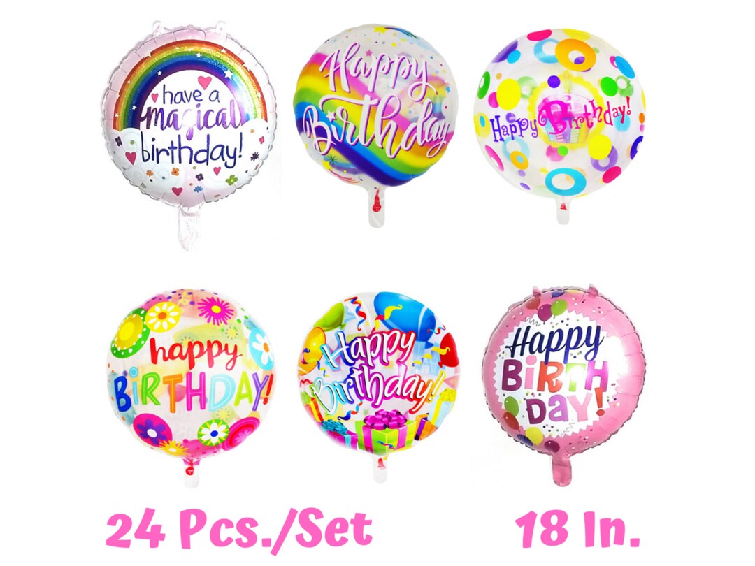Happy Birthday Foil Balloon Round Balloons Set 24 Pcs. - Etsy