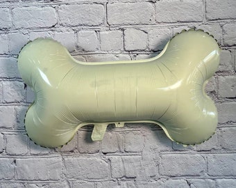 Dog Bone Balloon: Off-White Puppy Party Decoration (28x17.25")