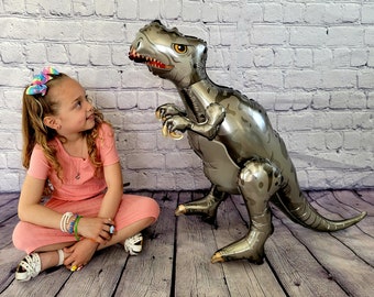 Dinosaurusballon JUMBO Mylar Walking Folie Ballonnen - Zilver