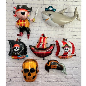 Pirate and pirate ships with skull and shark balloon 7 PC Set