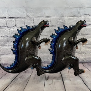 Jumbo Black Dinosaur Balloons: Walking Mylar Foil Party Decor (Set of 2)