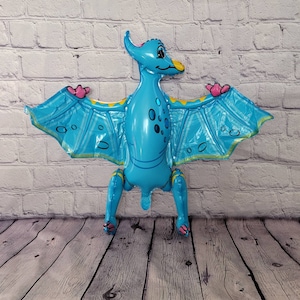 Dinosaur Balloon JUMBO Mylar Walking Foil Balloons - BLUE Pterodactyl