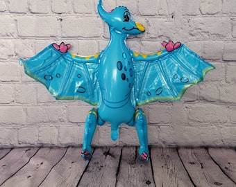 Dinosaur Balloon JUMBO Mylar Walking Foil Balloons - BLUE Pterodactyl
