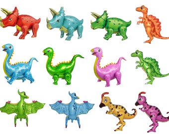 Dinosaur Balloon Set of 12 JUMBO Mylar Walking Foil Balloons